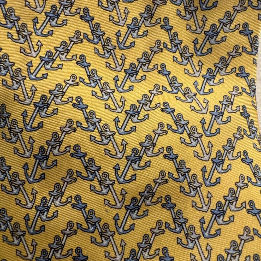 Beaufort Tie Rack Boat Anchor Pattern‎ 100% Silk Necktie Handmade In Italy